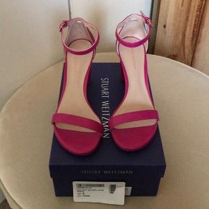 Stuart weitzman nearlynude heels in fuchsia